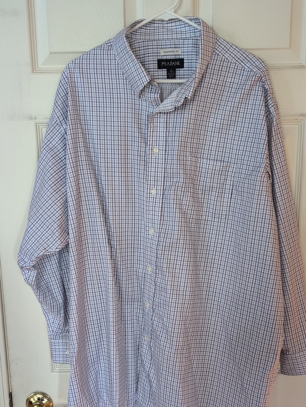 Jos. A. Bank White and Blue Checked Dress Shirt